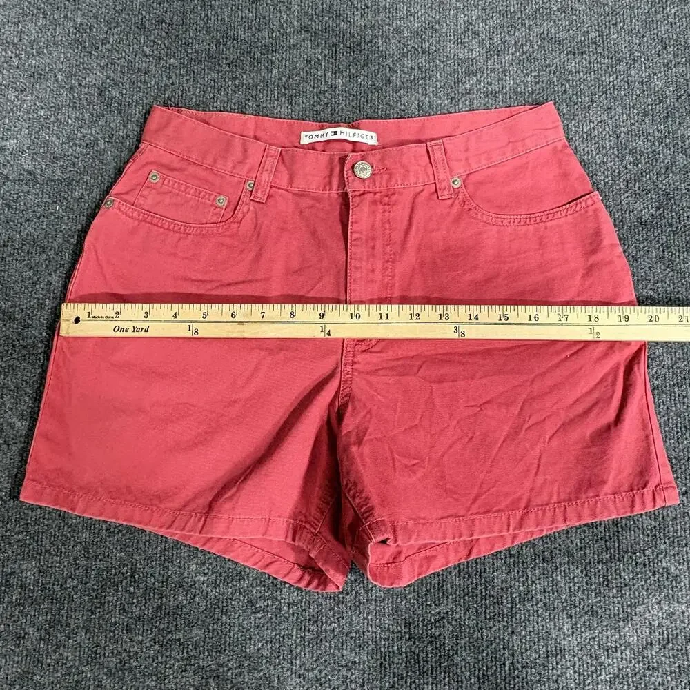 Tommy Hilfiger Shorts Womens 10 Red Pink Twill Chino Classic Fit Casual Summer